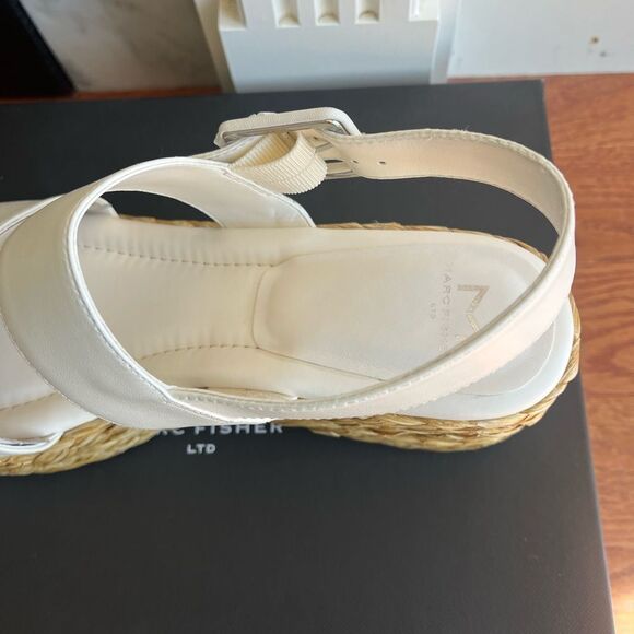 NWT MARC FISHER LTD PATRYCE PLATFORM WEDGE SANDAL IN IVORY BRAND NEW IN BOX - Picture 10 of 12
